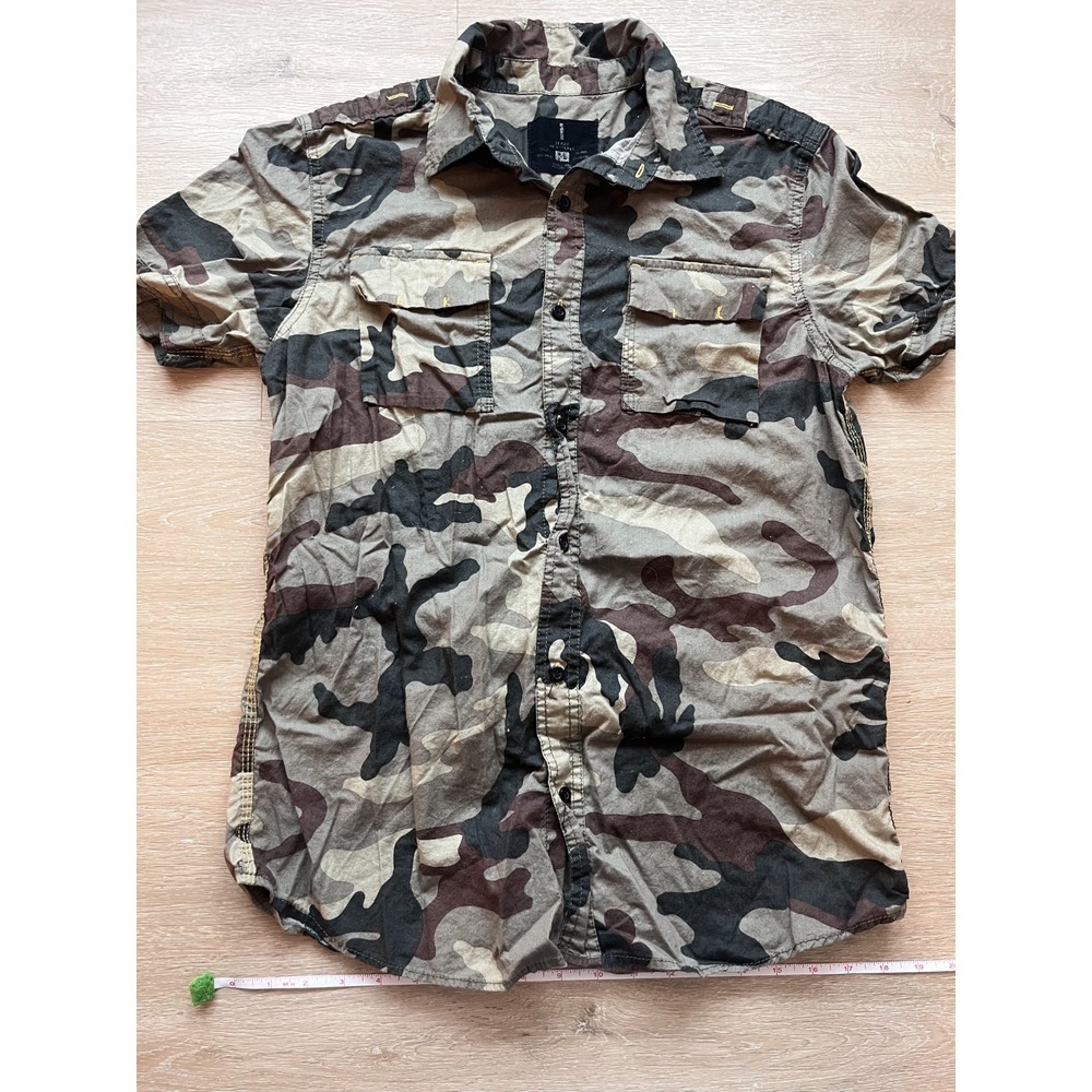 I Jeans By Buffalo Shirt Mens Medium Multicolor Camo Military Button Up Hunting